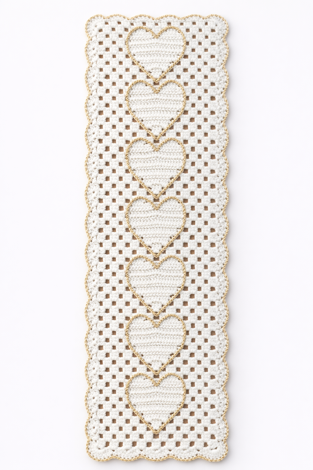 Handmade Crochet Heart Table Runner & Placemat Set | Luxury Dining Table Decor