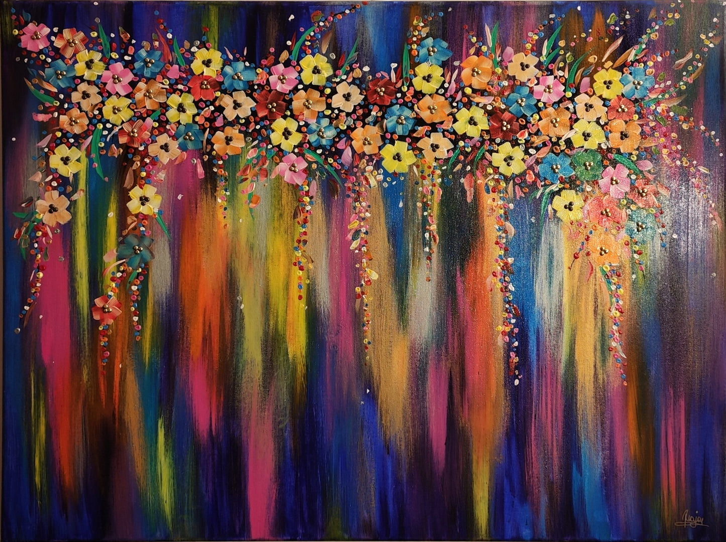 Floral Symphony – Original Acrylic Flower Painting