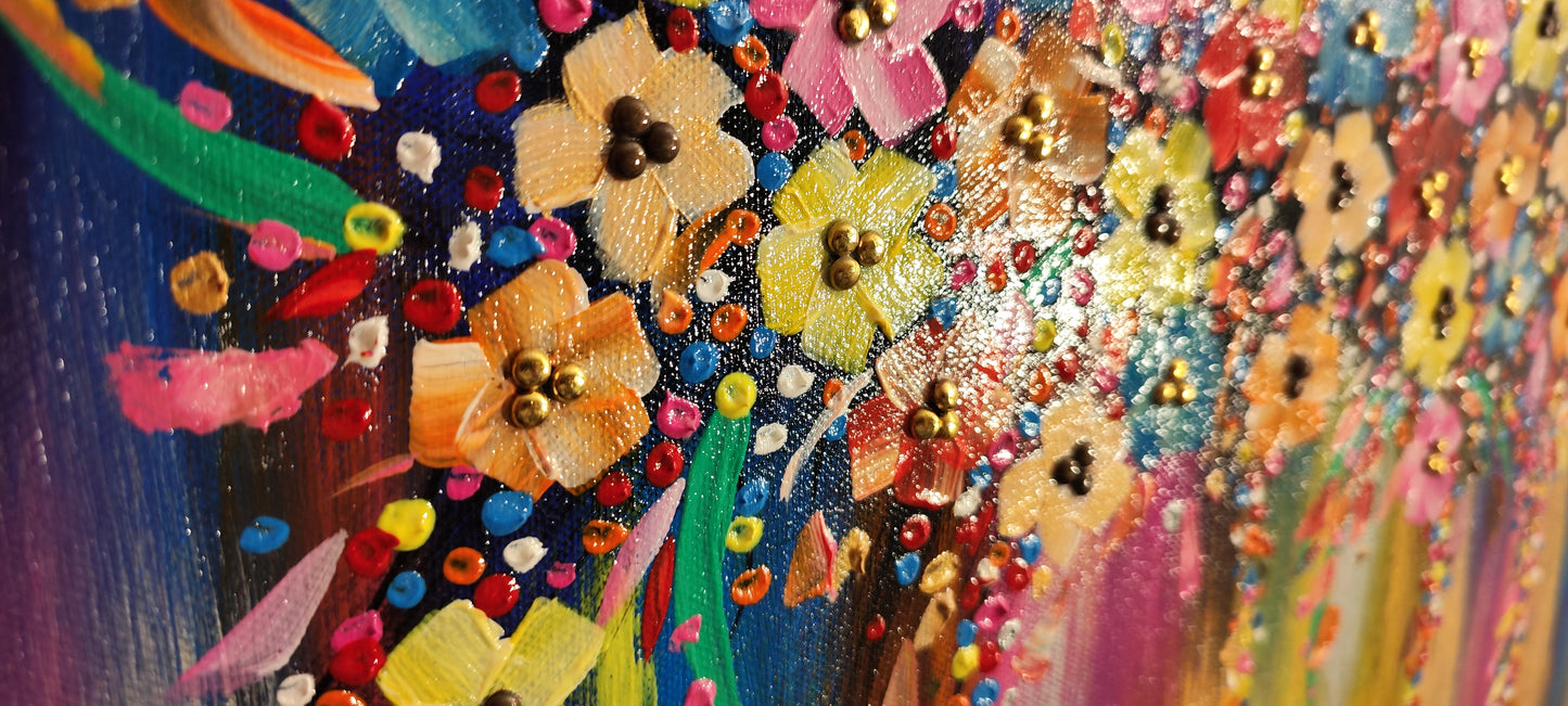 Floral Symphony – Original Acrylic Flower Painting