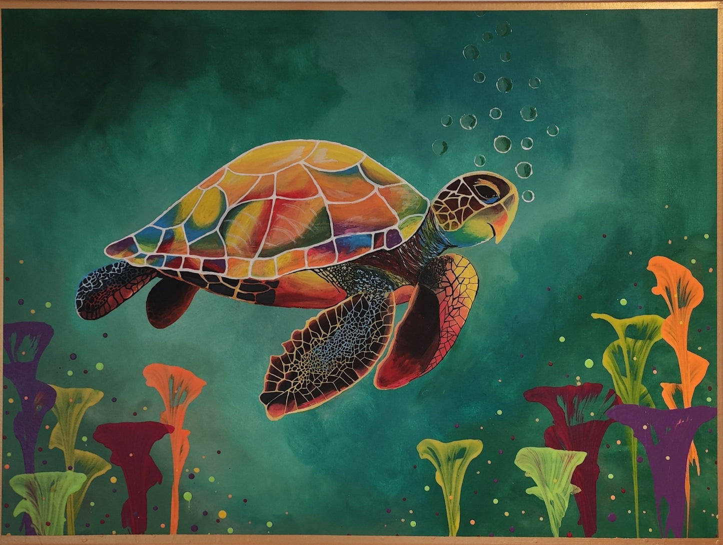 Ethereal Drift – Original Acrylic Turtle Painting