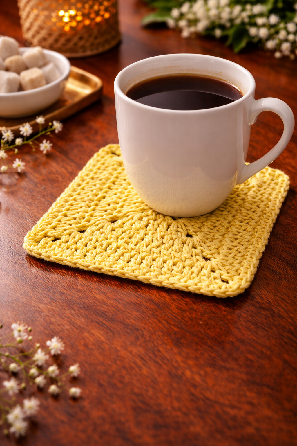 Crochella Luxe Crochet Coasters – Handcrafted Table Elegance