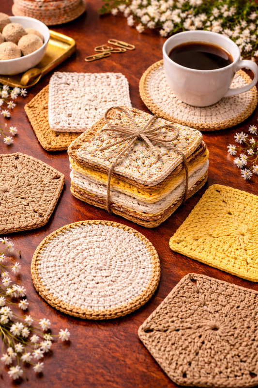 Crochella Luxe Crochet Coasters – Handcrafted Table Elegance