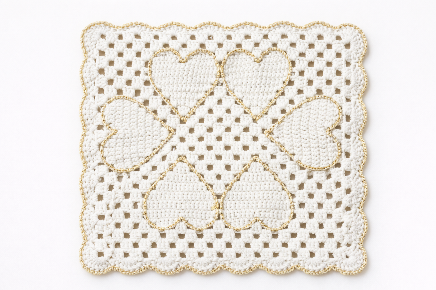 Handmade Crochet Heart Table Runner & Placemat Set | Luxury Dining Table Decor