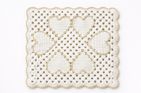 Handmade Crochet Heart Table Runner & Placemat Set | Luxury Dining Table Decor