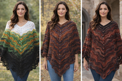 Boho Fire Poncho – Crochet PDF Pattern