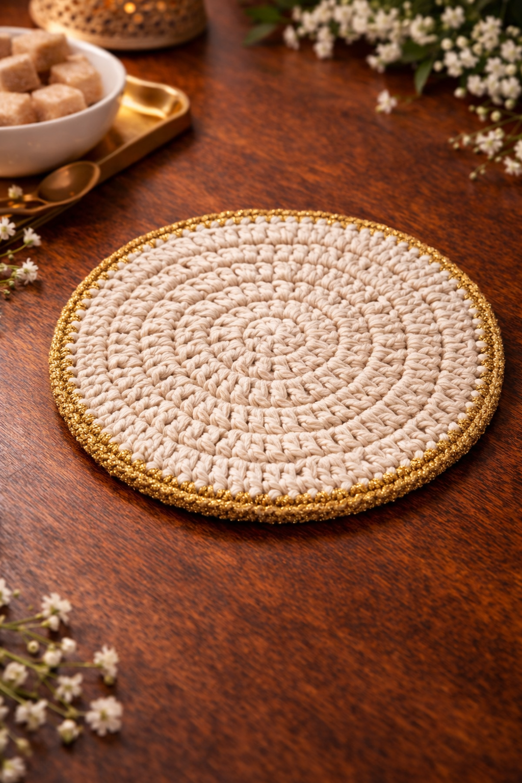 Crochella Luxe Crochet Coasters – Handcrafted Table Elegance