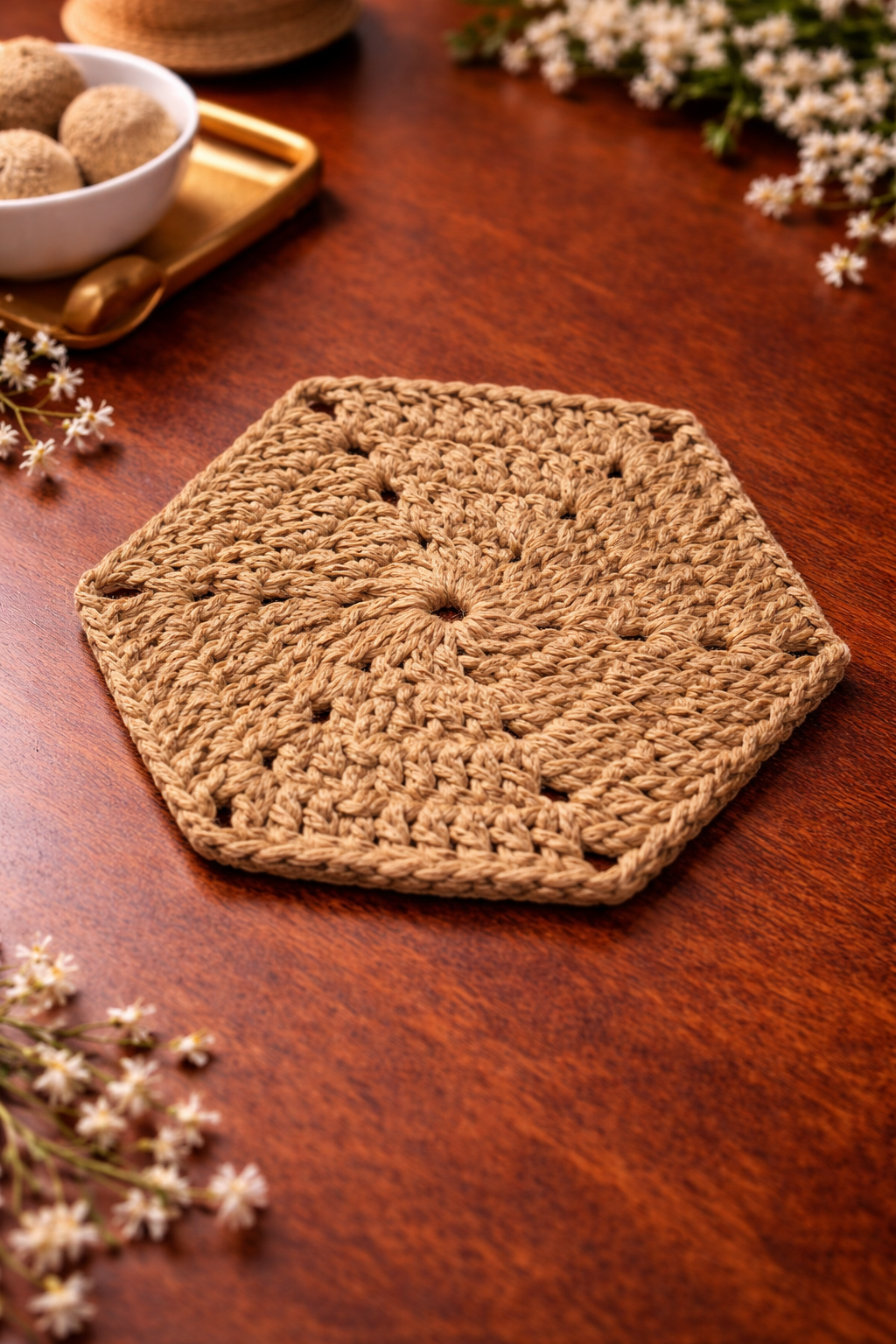 Crochella Luxe Crochet Coasters – Handcrafted Table Elegance