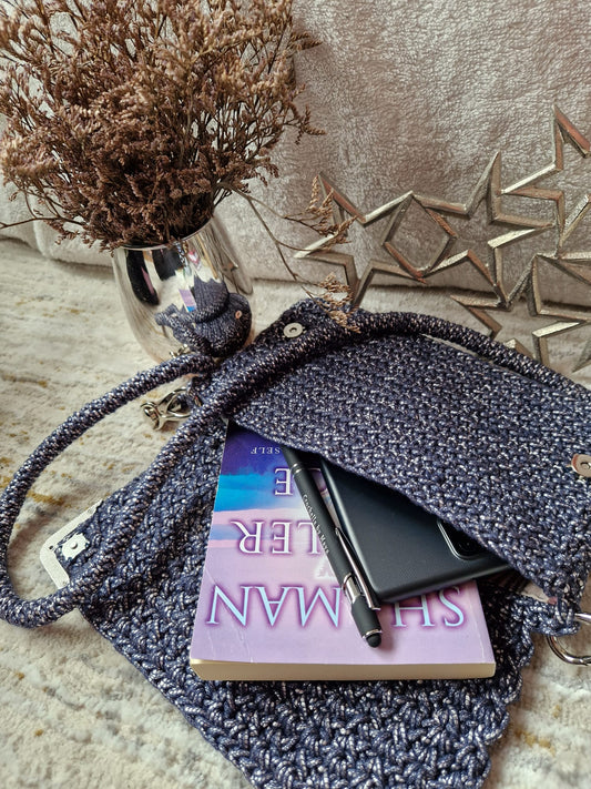 Midnight Bow Crochet Clutch