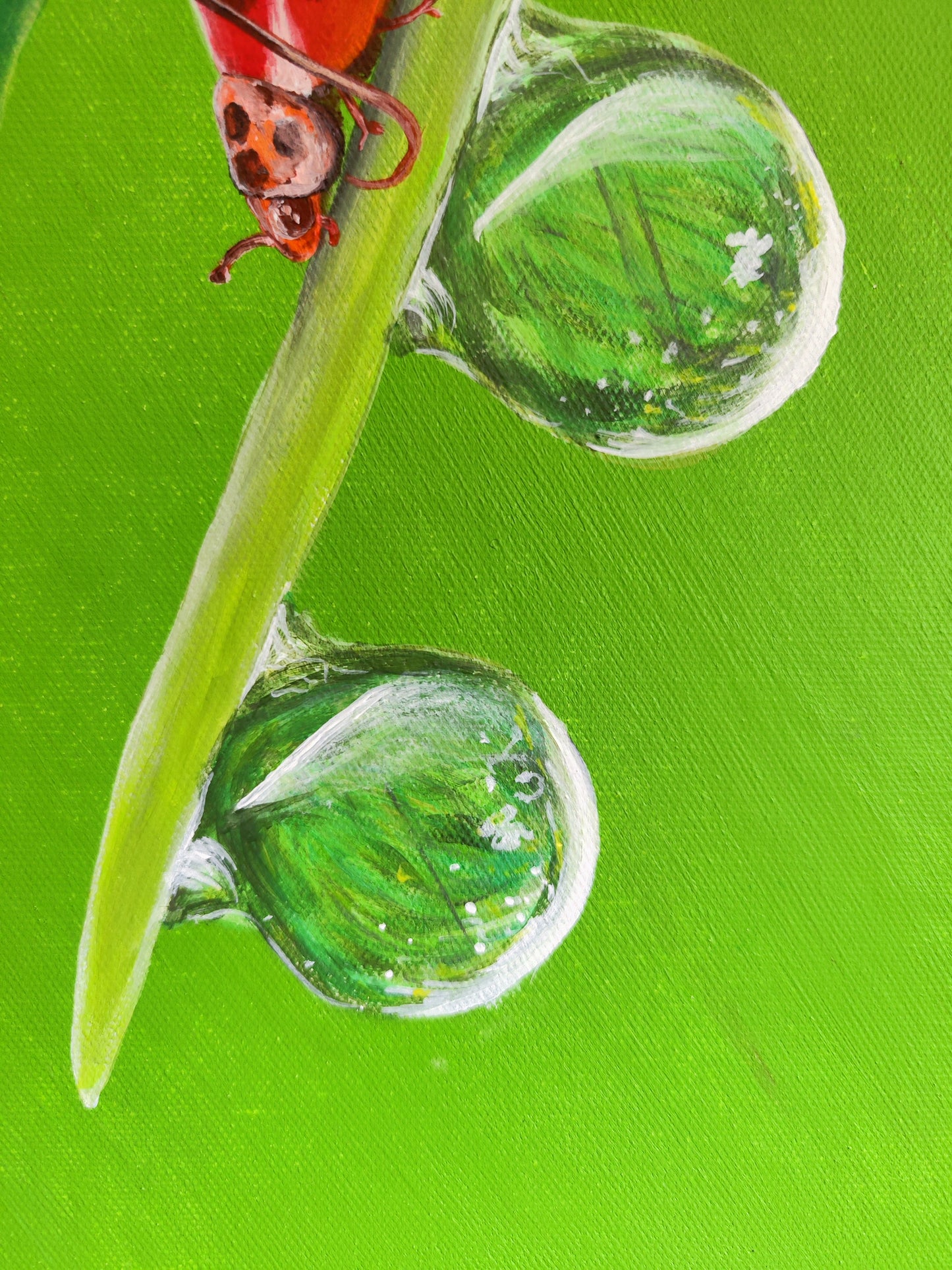 Umbrella Parade – Original Acrylic Ladybug Painting
