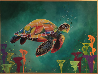 Ethereal Drift – Original Acrylic Turtle Painting