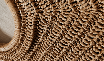 Close-up of a woven bag with a textured pattern