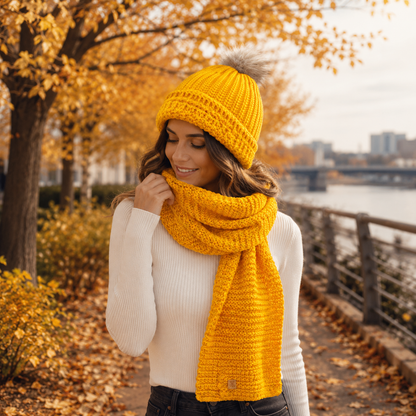 crochella-yellow-crochet-hat-scarf-autumn-lifestyle